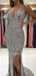 Silver Sequin Mermaid Sparkly Long Evening Prom Dresses, Cheap Custom Prom Dresses, MR7236
