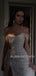 Off Shoulder White Sequin Side Slit Long Evening Prom Dresses, Cheap Sequin Wedding Dresses, MR7482