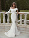 Off Shoulder White Satin Mermaid One Sleeve Long Evening Prom Dresses, Wedding Dresses, MR7785