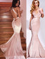 Sexy Deep V-neck Mermaid Pink Sparkly Long Evening Prom Dresses, Cheap Custom Prom Dress, MR7990