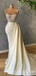 Mermaid White Satin Spaghetti Straps Beaded Long Evening Prom Dresses, Wedding Dresses, MR7991