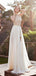 A-line White Chiffon Halter High Slit Long Prom Dresses, wedding Dresses, MR8057