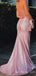 Mermaid Pink Sparkly Long Evening Prom Dresses, Strapless Backless Custom Prom Dresses, MR8282