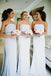 Poular Straight Neckline Mermaid Long Wedding Bridesmaid Dresses with Bow, BGP280