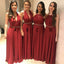 Mismatched A Line Elegant Cheap Long Wedding Bridesmaid Dresses, BGP296