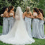 Poular Straight Neckline Mermaid Long Wedding Bridesmaid Dresses with Bow, BGP280