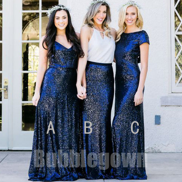 Elegant Mismatched Sequin Mermaid Sexy Long Bridesmaid Dresses, BD006 - Bubble Gown