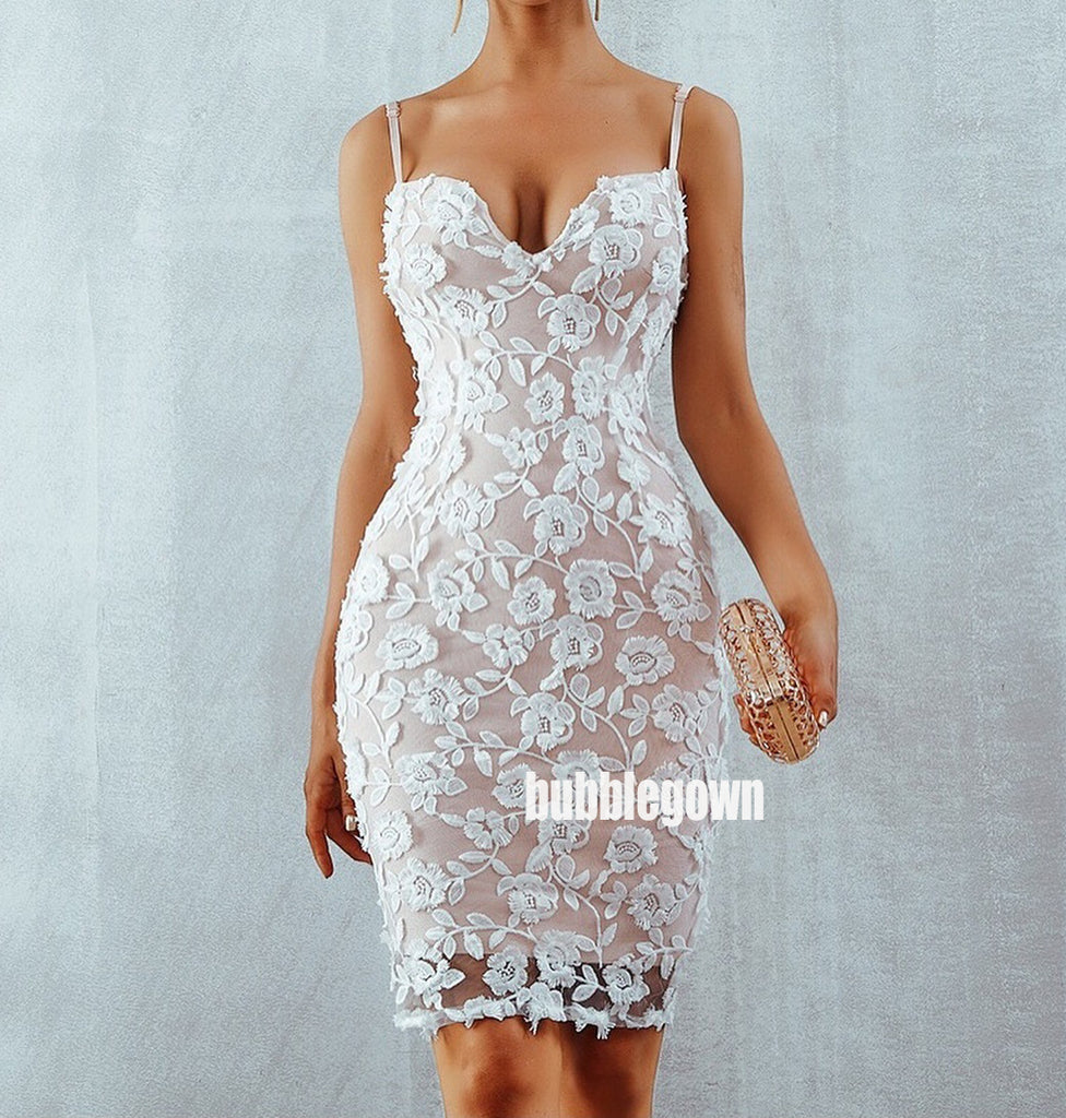 Spaghetti Strap Lace Short Homecoming Dresses DSA116