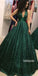 Sexy Dazzling Green V-neck Long Prom Dress  FP1201