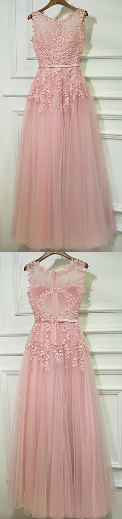 Formal Blush Pink A Line Cheap Long Prom Dresses, BGP001 - Bubble Gown