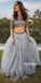 2 Piece Short Sleeves Beaded Charming Affordable Long Prom Dresses, BGP044