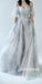 Most Popular Off the Shoulder Short Sleeves Grey Blue Gradient Long Prom Dress, BGP089