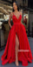 A-line Spaghetti Strap Side Slit Long Bridesmaid Prom Dresses GDW110