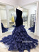 One Shoulder Mermaid Tulle Velvet Long Prom Dresses GDW111