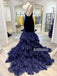 One Shoulder Mermaid Tulle Velvet Long Prom Dresses GDW111