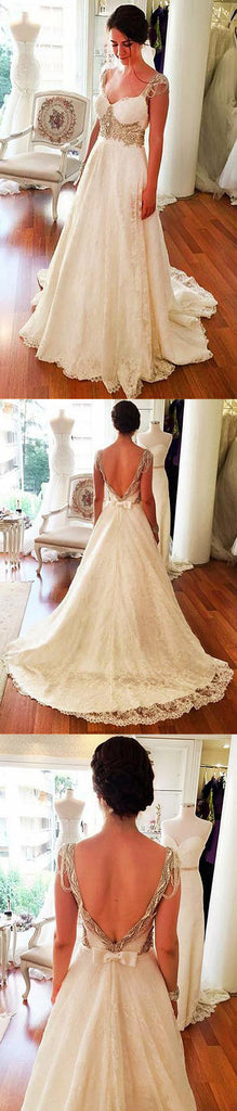 A Line Cheap Lace Sweetheart Long Bridal Beach Wedding Dresses, BGP259 - Bubble Gown